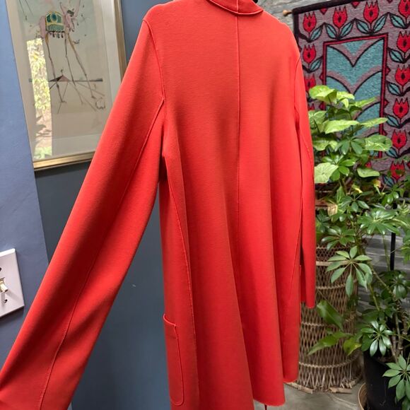 Carolina Belle Montreal Deep-Orange Open Blazer, Scuba Knit Long Cardigan size M - Picture 7 of 9
